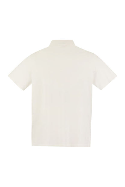 Garment-dyed pique cotton polo shirt