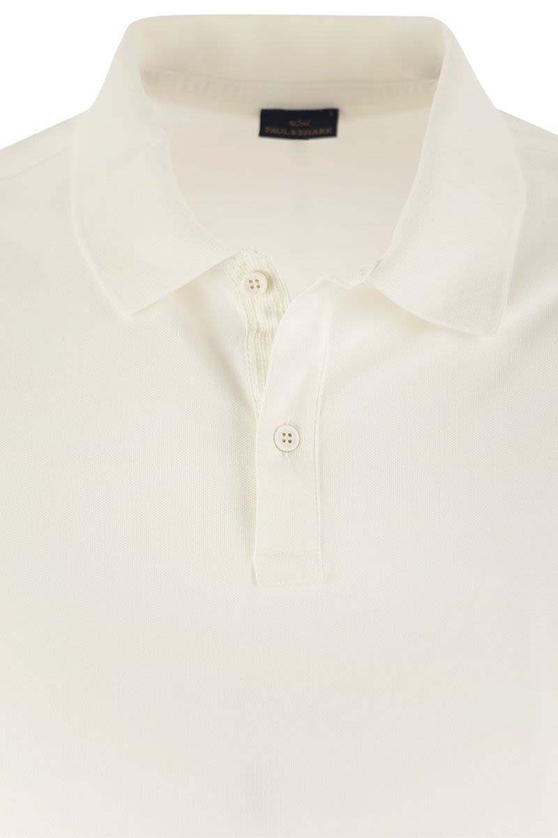 Garment-dyed pique cotton polo shirt