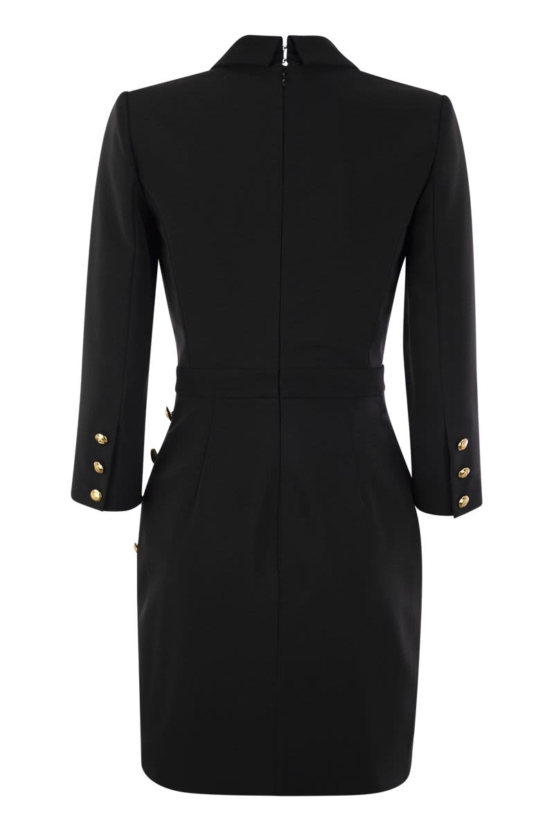 Robe-manteau in crepe with buttons at the hip