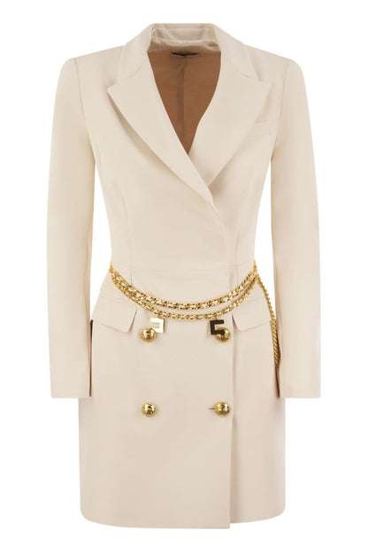 Robe manteau in stretch crepe with belt