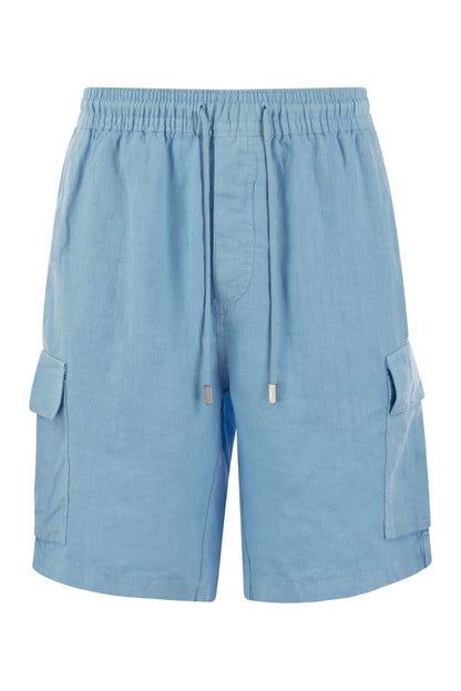 Linen cargo bermuda shorts