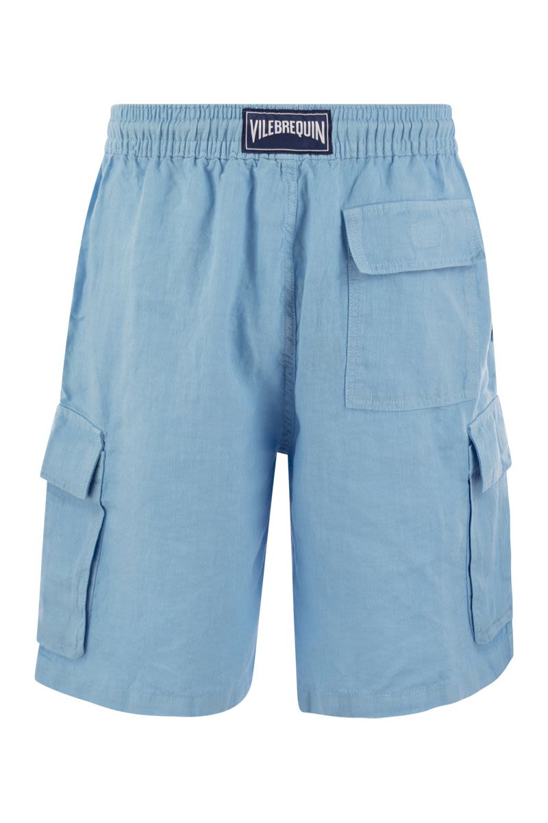 Linen cargo bermuda shorts