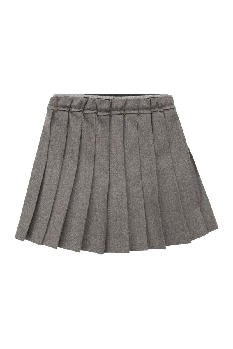 Pleated Mini skirt in techno virgin wool flannel