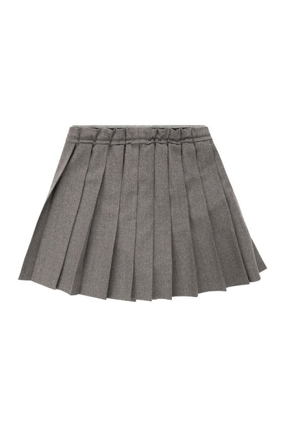 Pleated Mini skirt in techno virgin wool flannel