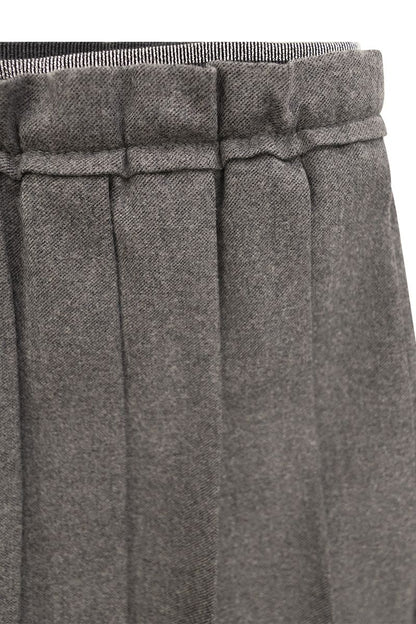 Pleated Mini skirt in techno virgin wool flannel