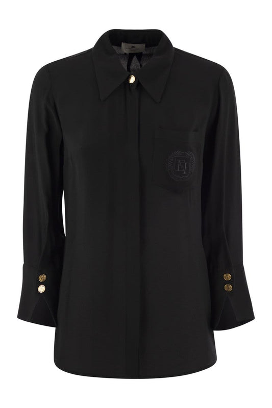 Georgette shirt with logo patch