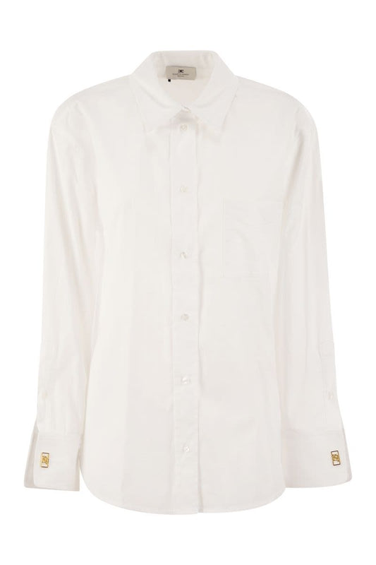 Striped jacquard poplin shirt with cufflinks