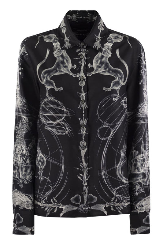 Printed silk twill shirt