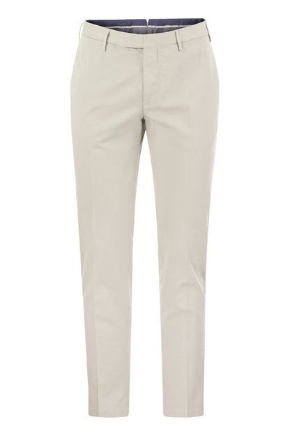 Skinny trousers in cotton and silk