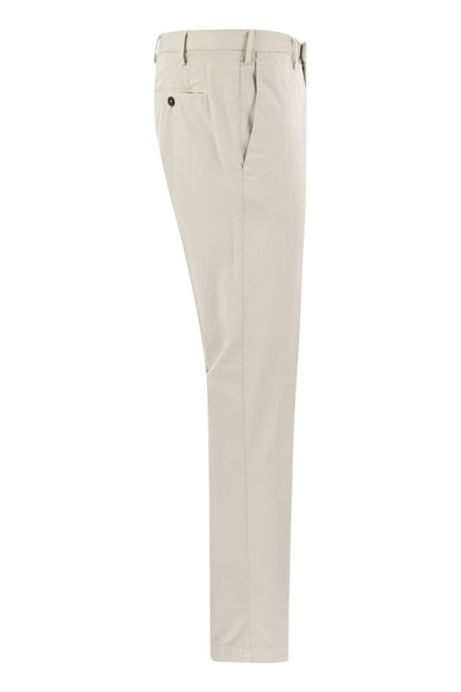 Skinny trousers in cotton and silk