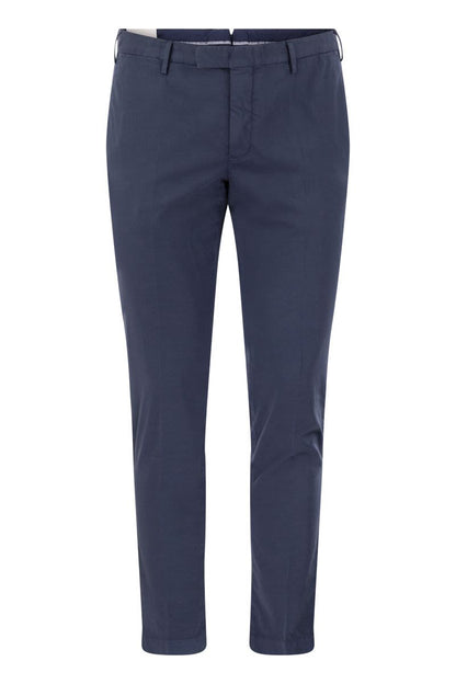 Skinny trousers in cotton and silk