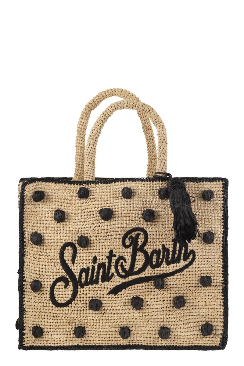 COLETTE - Polka dot raffia handbag