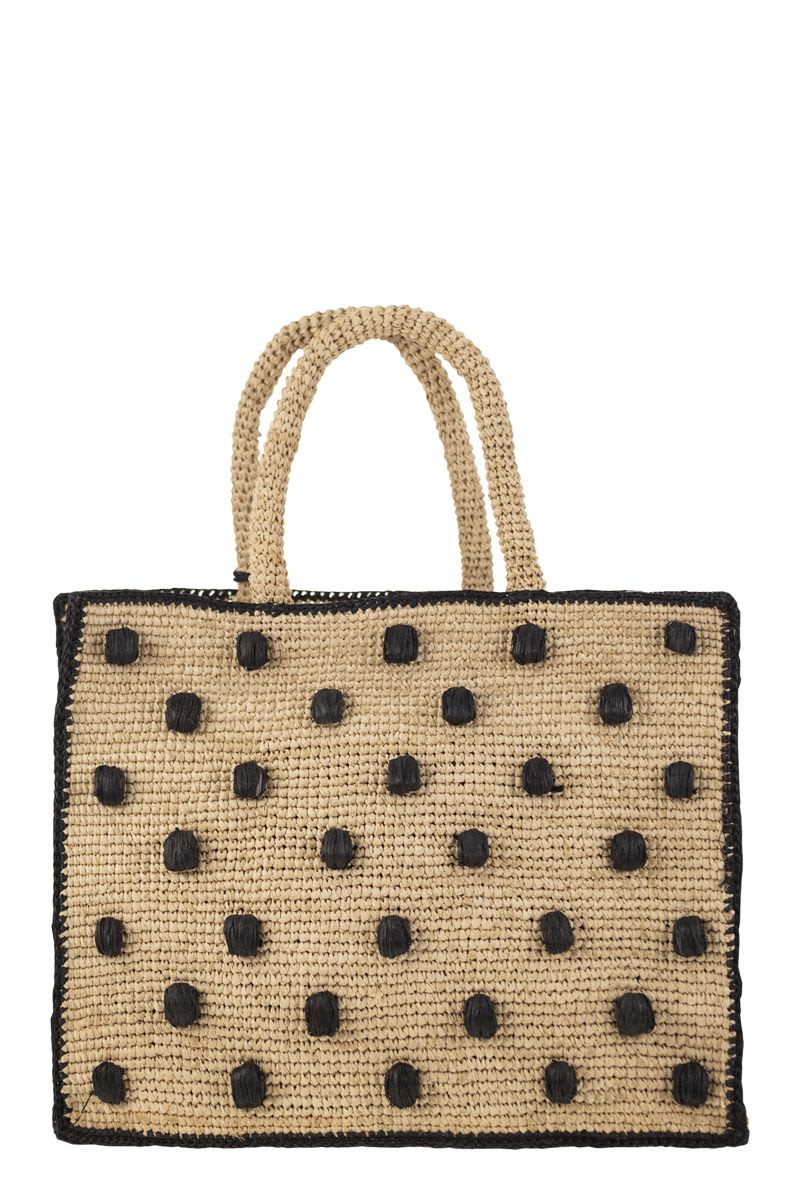 COLETTE - Polka dot raffia handbag