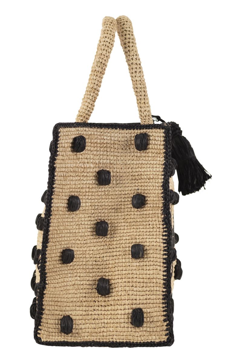 COLETTE - Polka dot raffia handbag