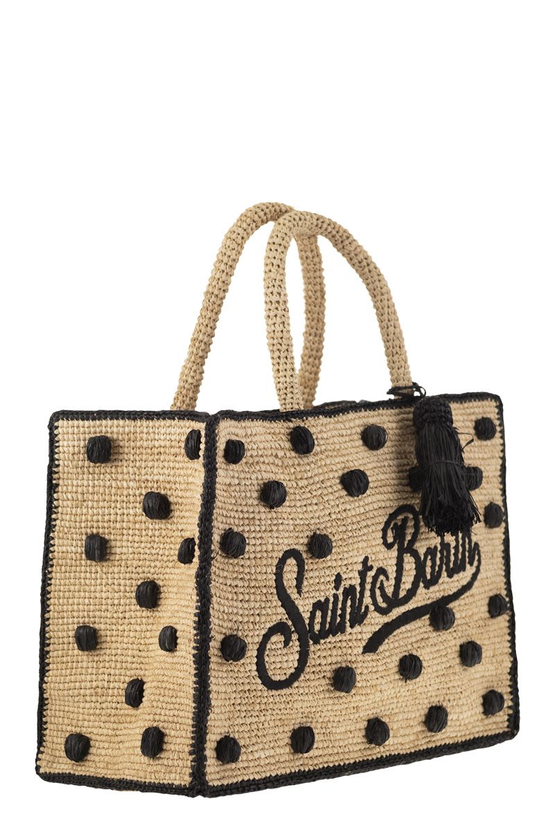 COLETTE - Polka dot raffia handbag