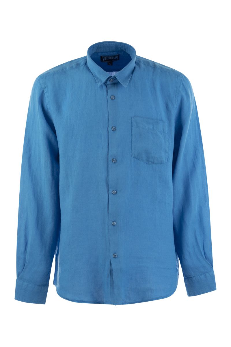 Long-sleeved linen shirt