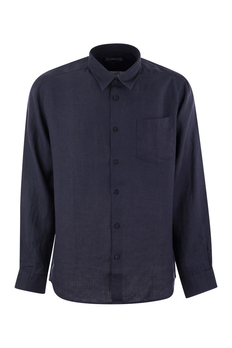 Long-sleeved linen shirt