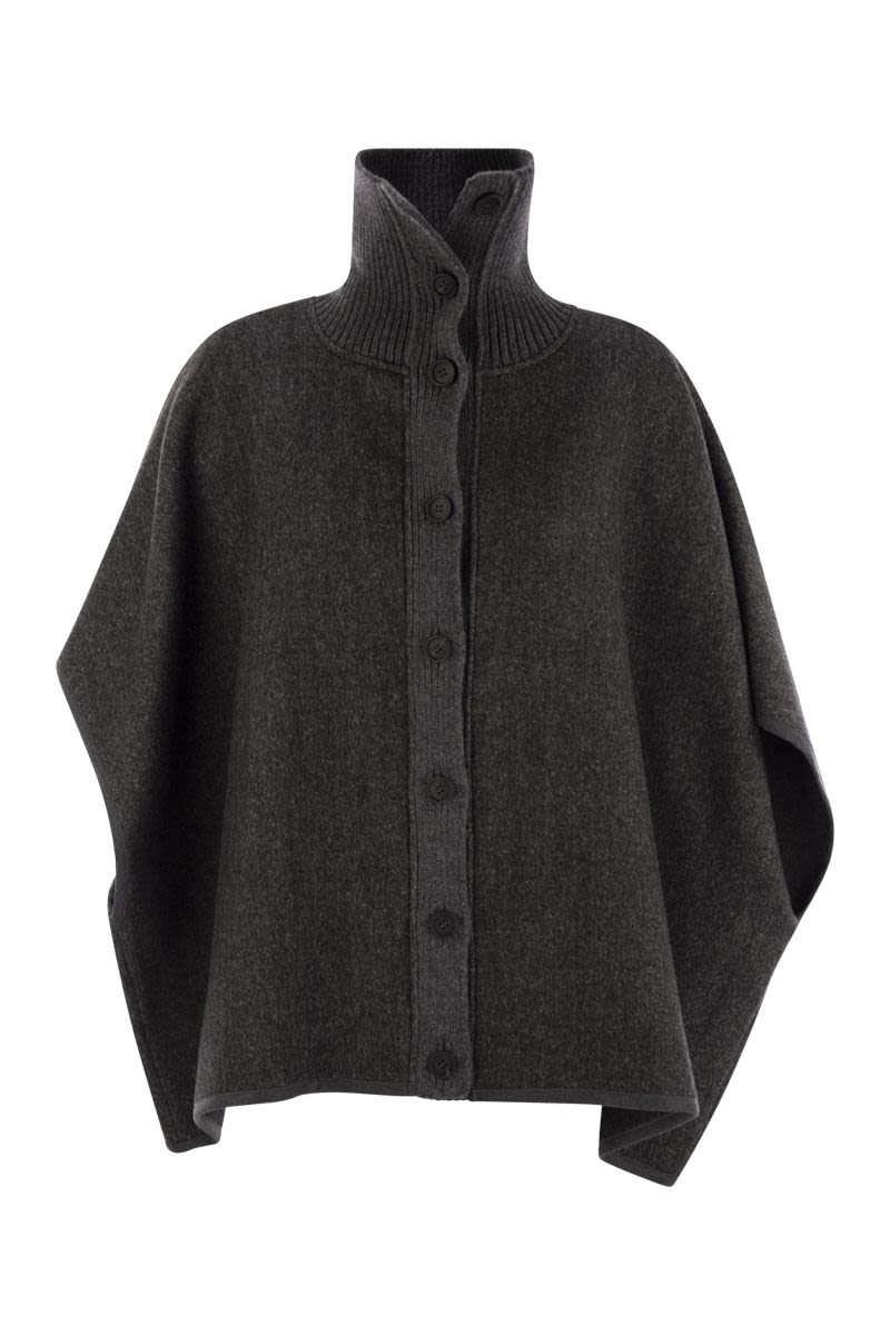 Wool turtleneck cape