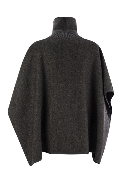 Wool turtleneck cape