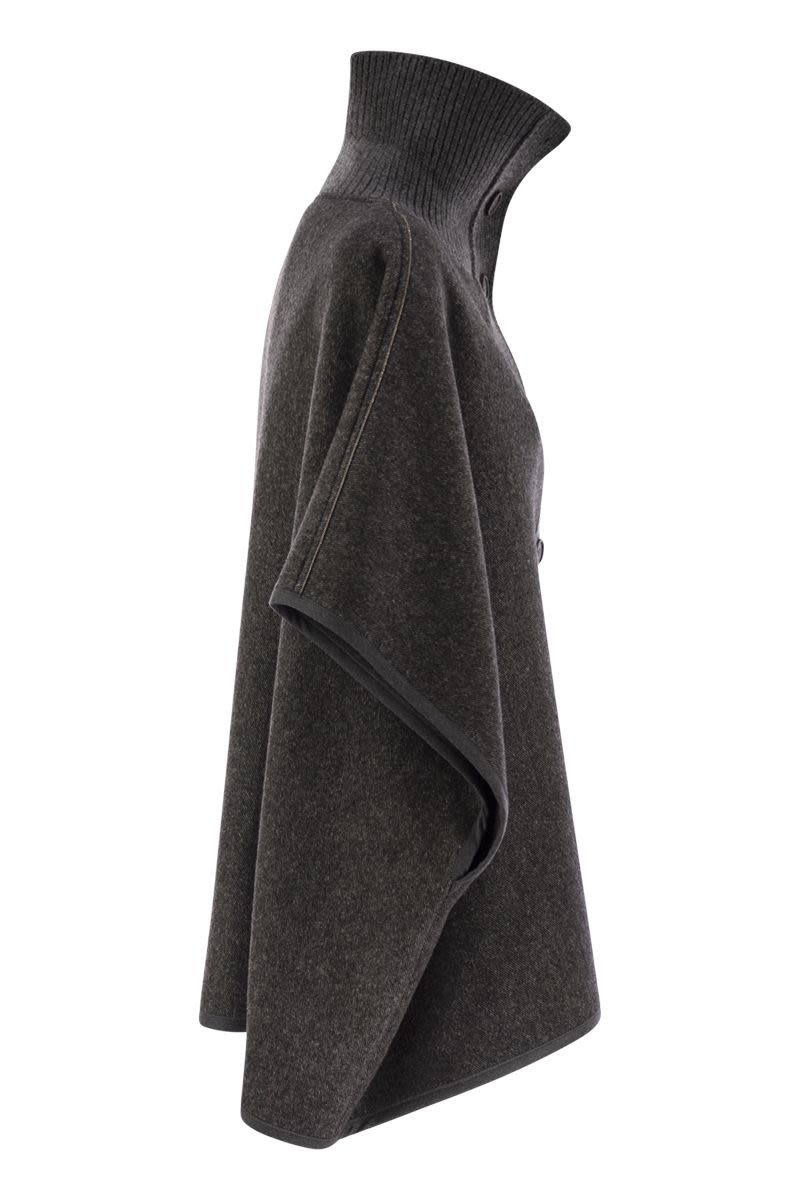 Wool turtleneck cape