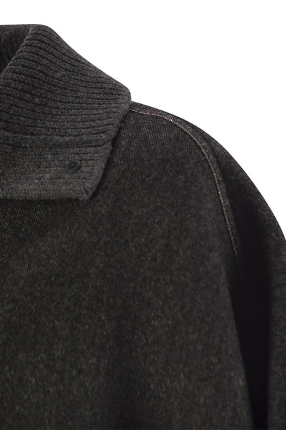 Wool turtleneck cape