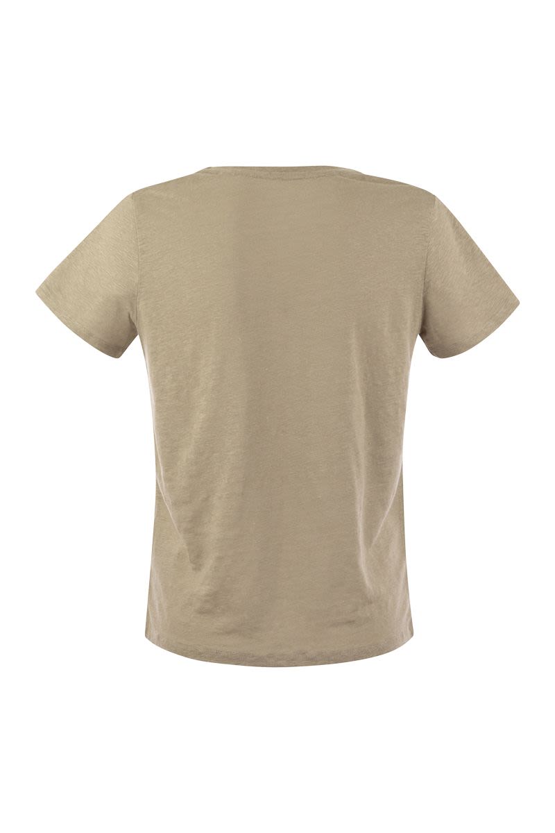 Linen V-neck T-shirt with short sleeves