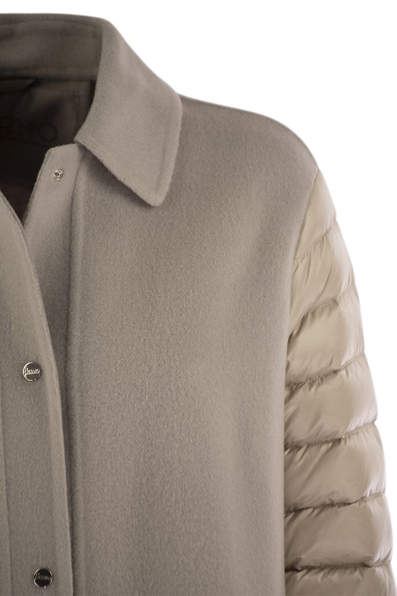 Coat with down sleeves