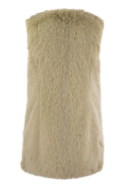 Cruelty-free fur sleeve coat