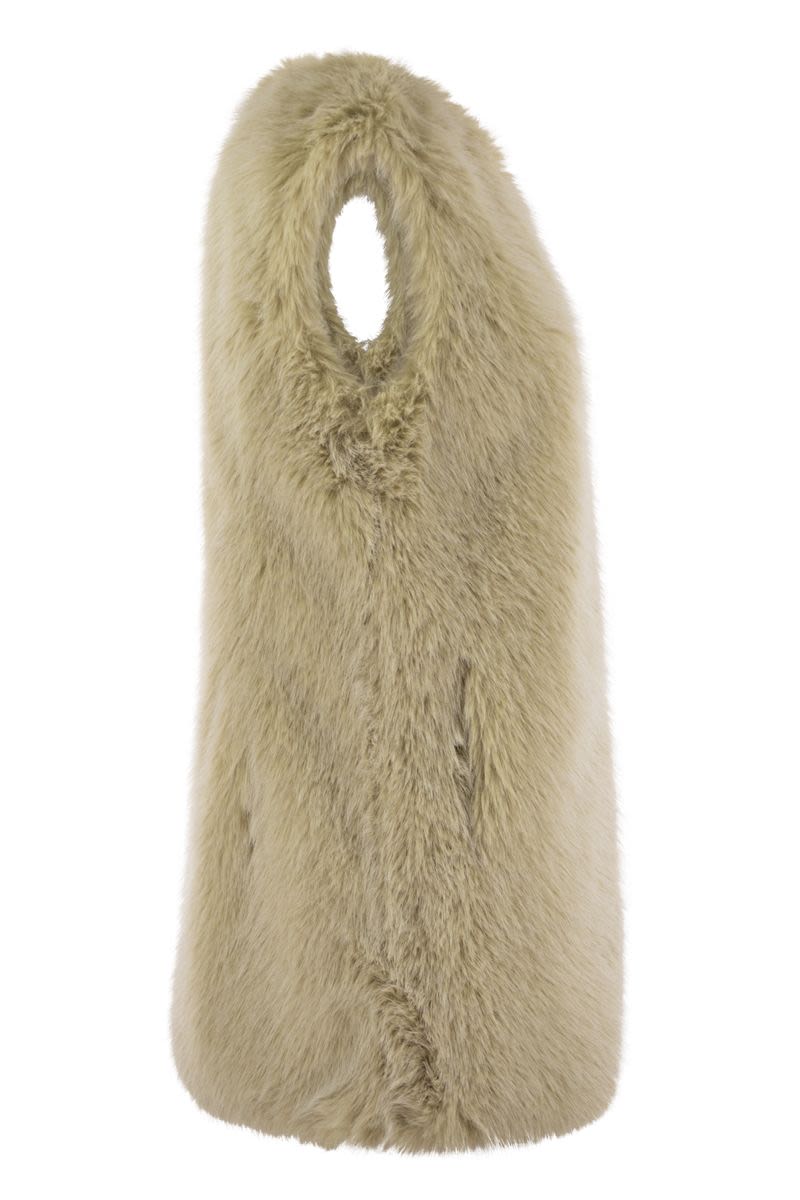 Cruelty-free fur sleeve coat