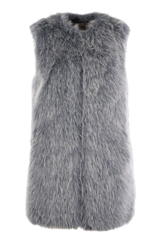 Cruelty-free fur sleeve coat