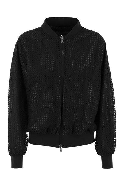 Spring lace and ecoage reversible bomber jacket