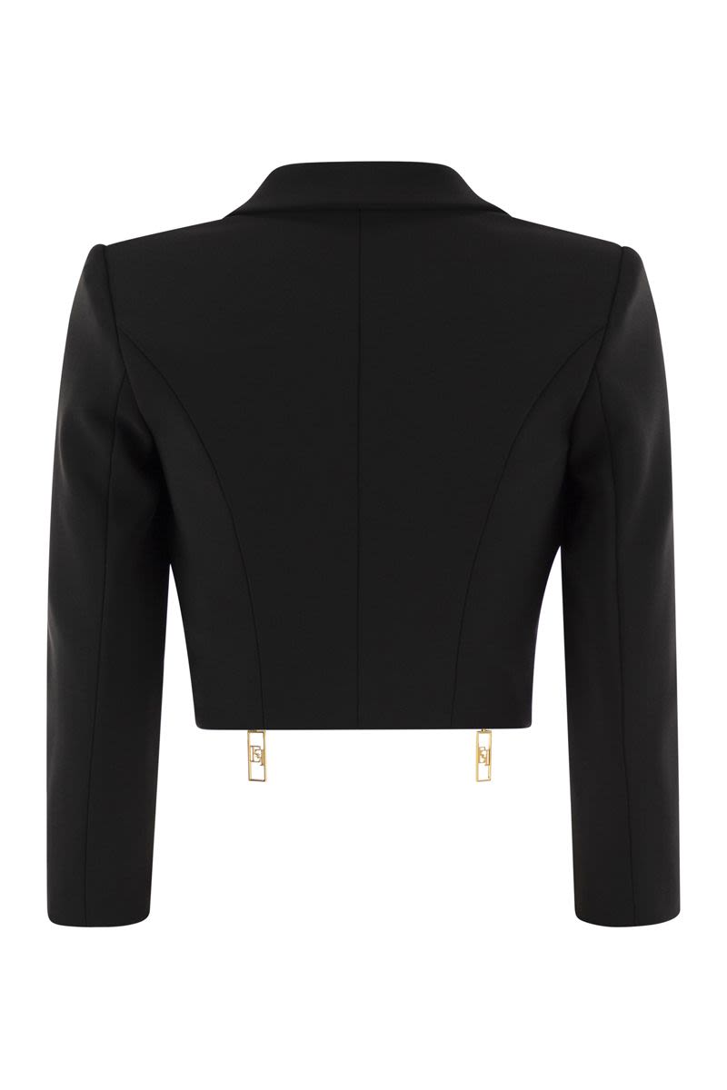 Stretch crepe cropped jacket with zip