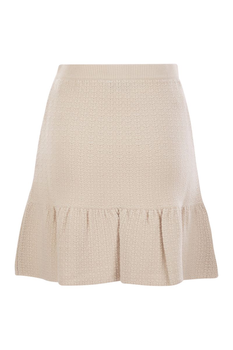 Bouclé wool miniskirt with technical sail cloth pockets