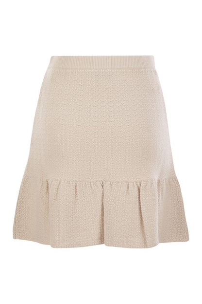 Bouclé wool miniskirt with technical sail cloth pockets