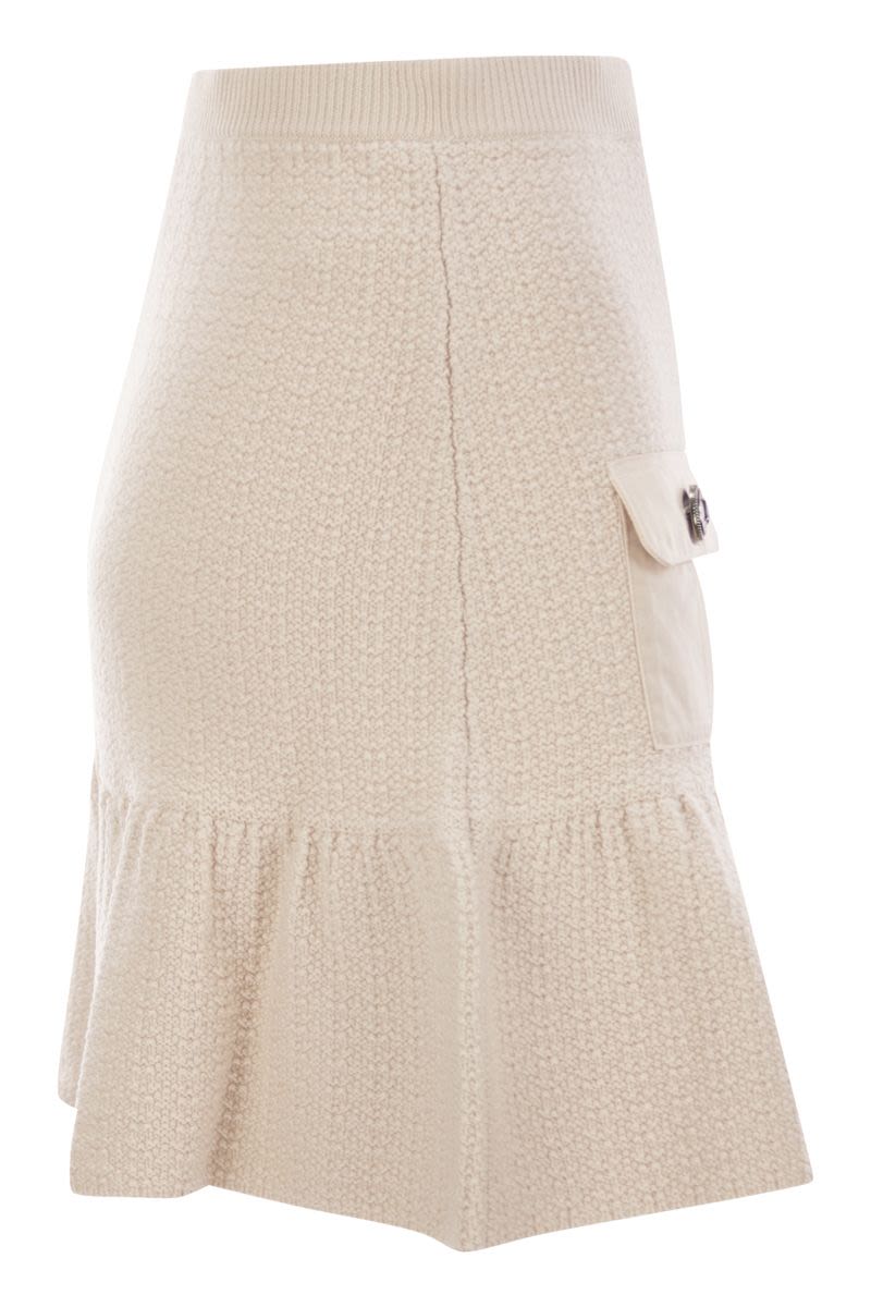 Bouclé wool miniskirt with technical sail cloth pockets