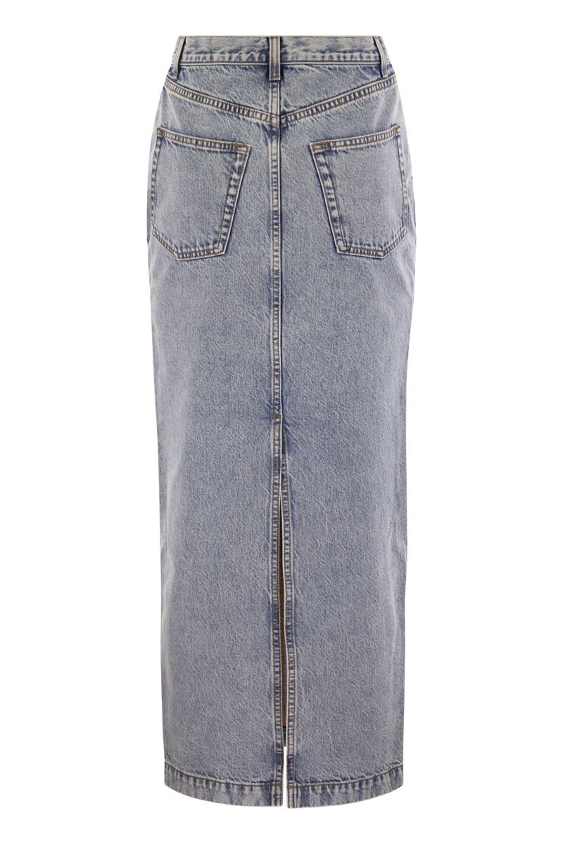 Long skirt in marbled denim