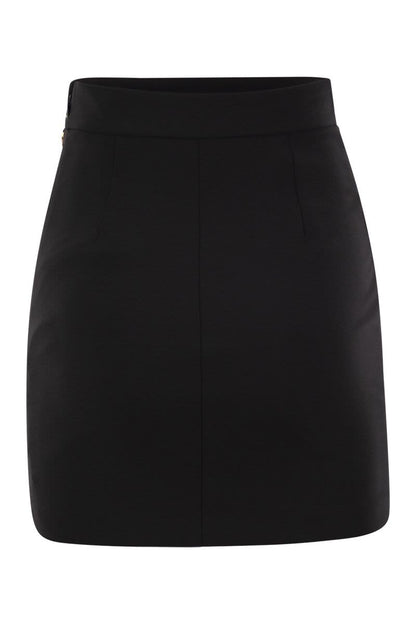 Stretch crepe miniskirt with belt