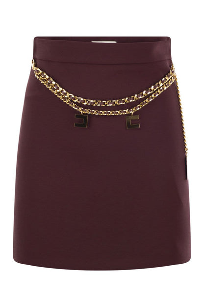 Stretch crepe miniskirt with belt