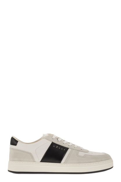 H-TV leather and suede trainers