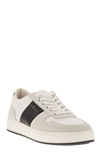 H-TV leather and suede trainers