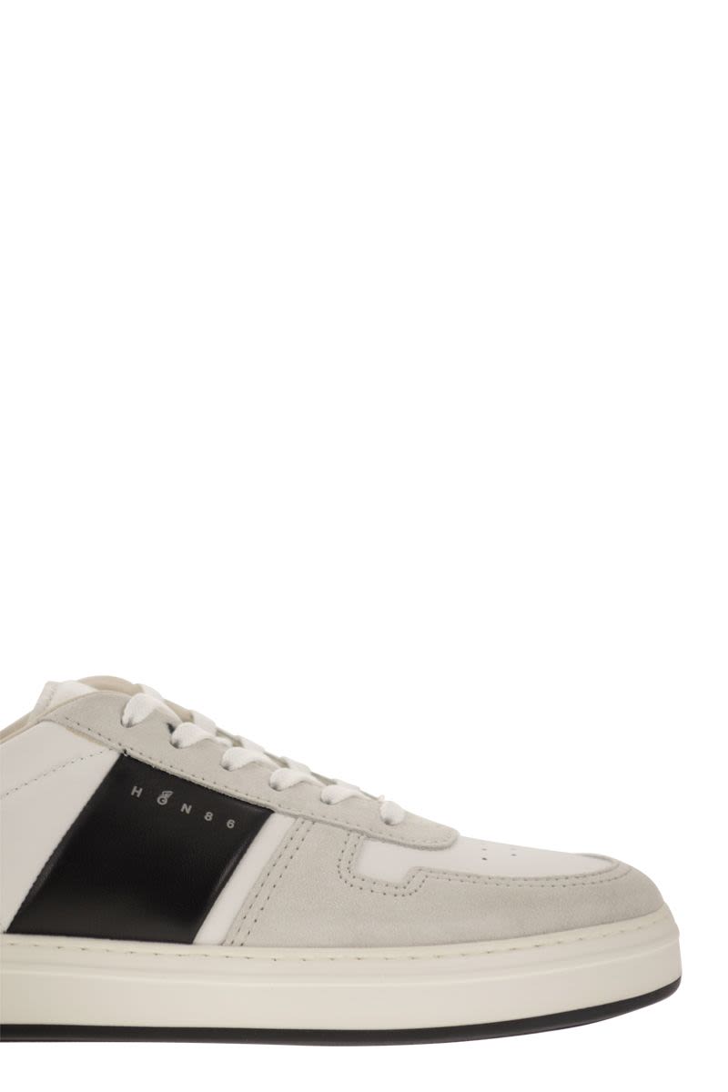 H-TV leather and suede trainers