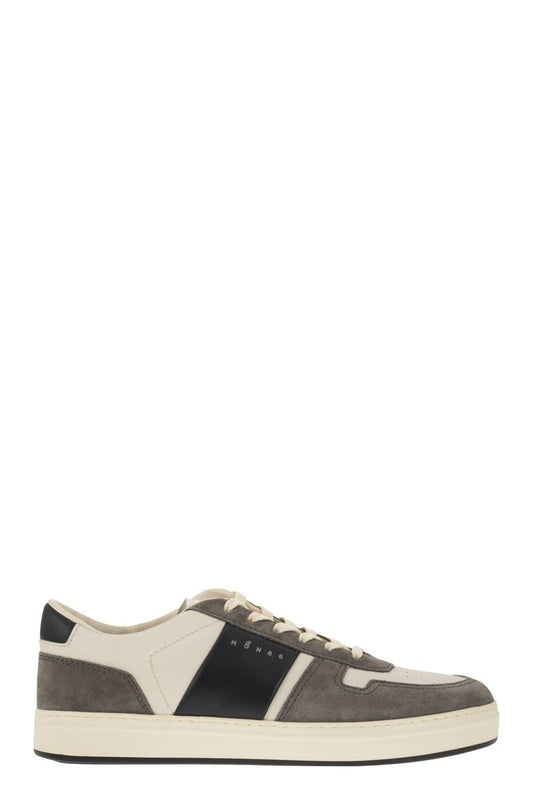 H-TV leather and suede trainers