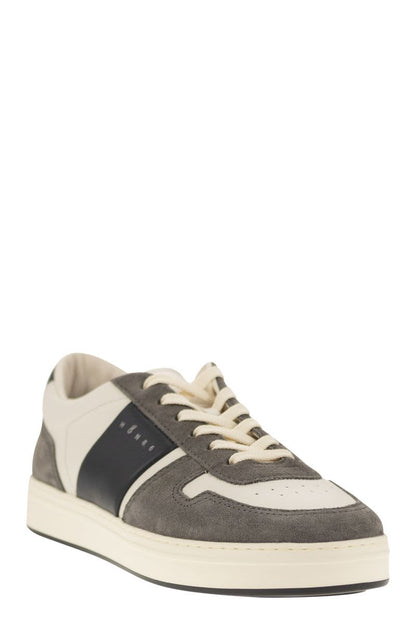 H-TV leather and suede trainers