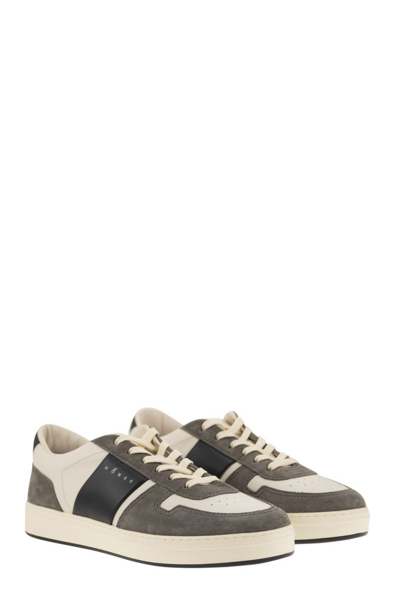 H-TV leather and suede trainers