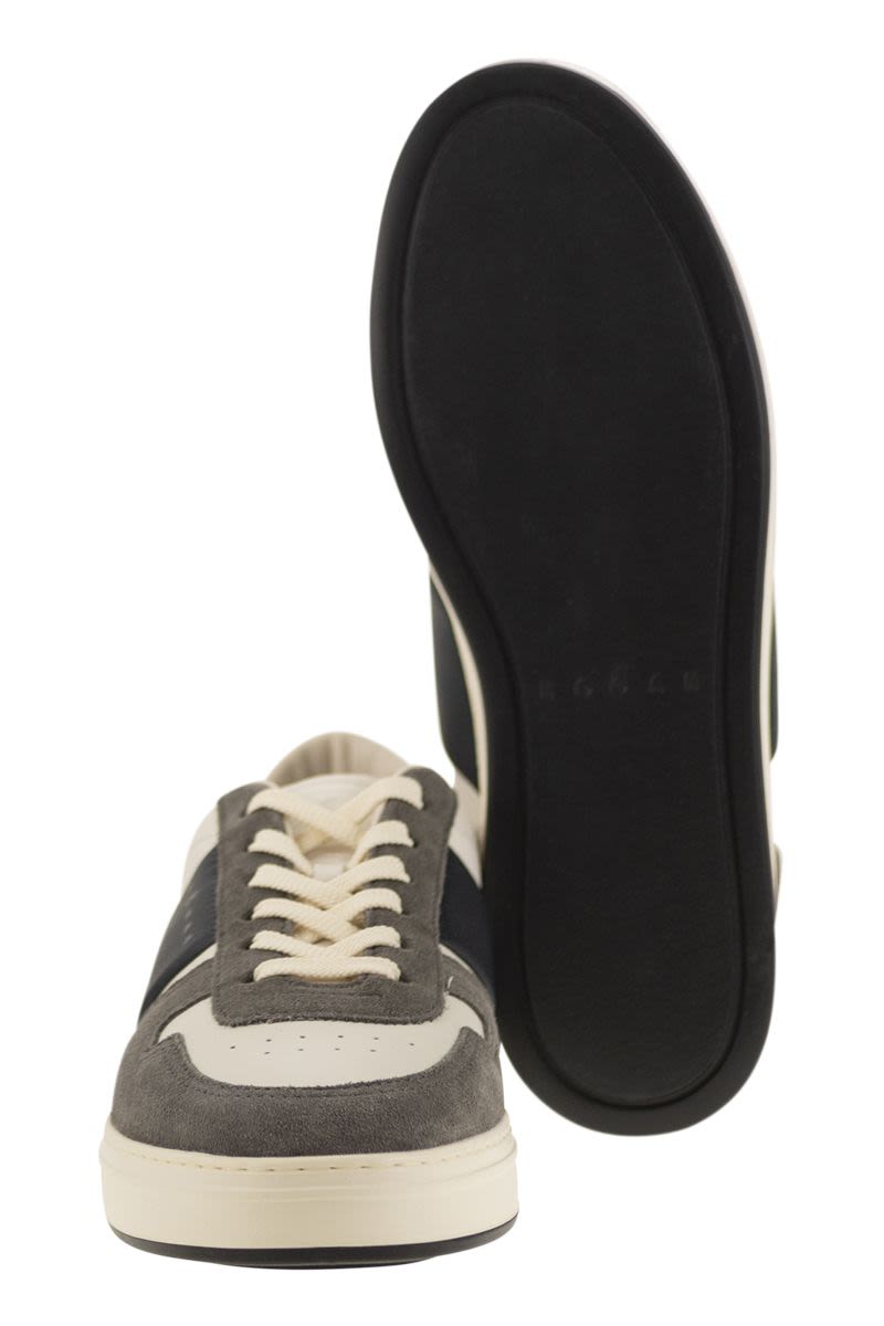 H-TV leather and suede trainers