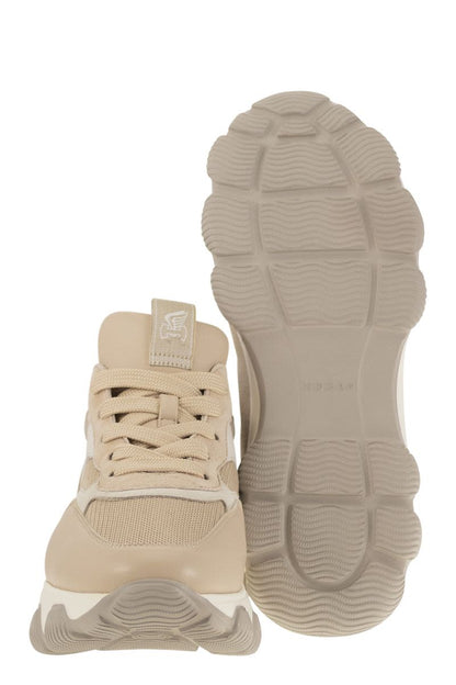 HYPERACTIVE - Leather and fabric trainers