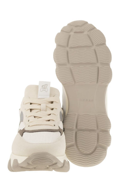 HYPERACTIVE - Leather and fabric trainers