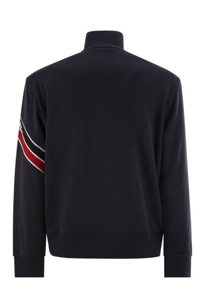 Sweatshirt with zip and tricolour hem