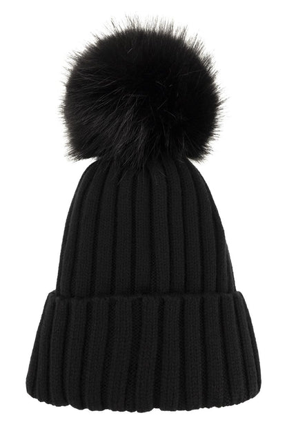 Wool cap with pom-pom