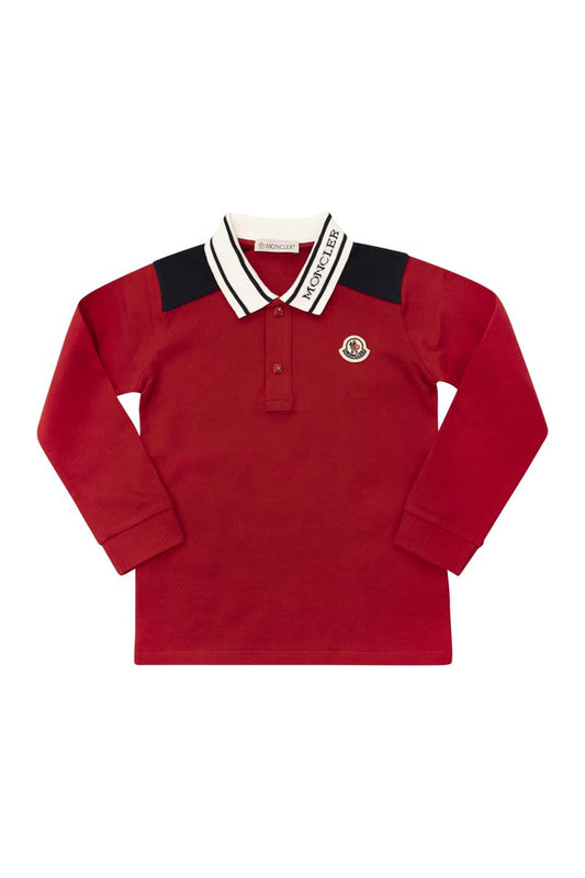 Logo-printed long-sleeved polo shirt